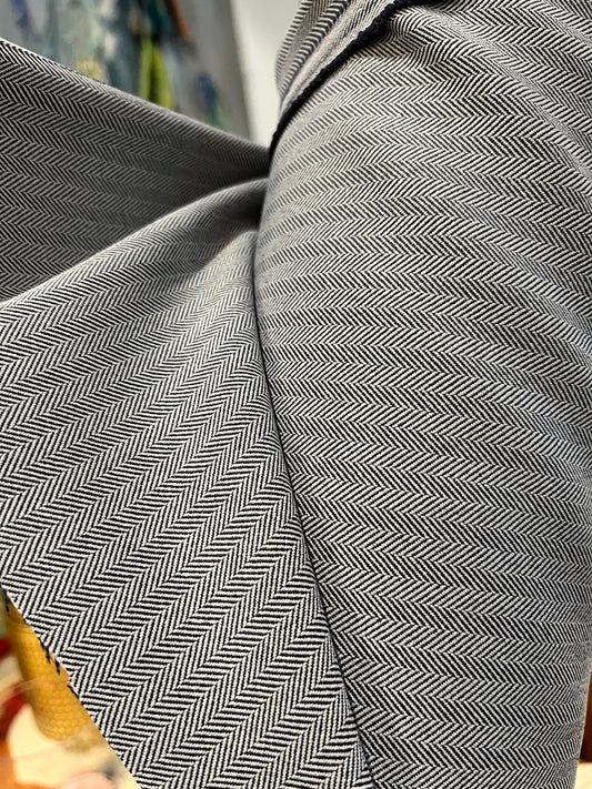 Black and white herringbone Fabric