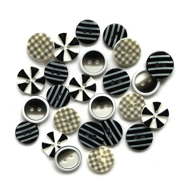 Buttons Galore optical illusion b&w