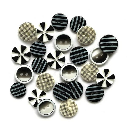Buttons Galore optical illusion b&w