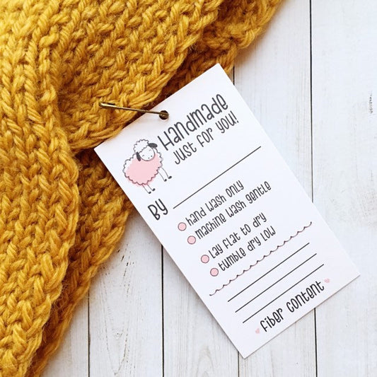 Sheep Design Handmade Care Tags - Set of 10