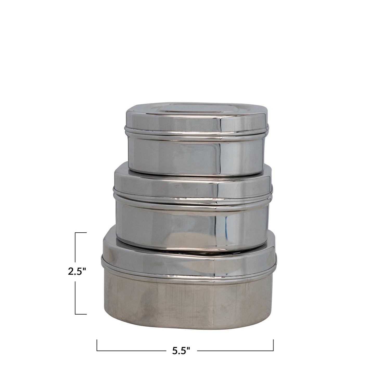 Stainless Steel Containers, Set of 3