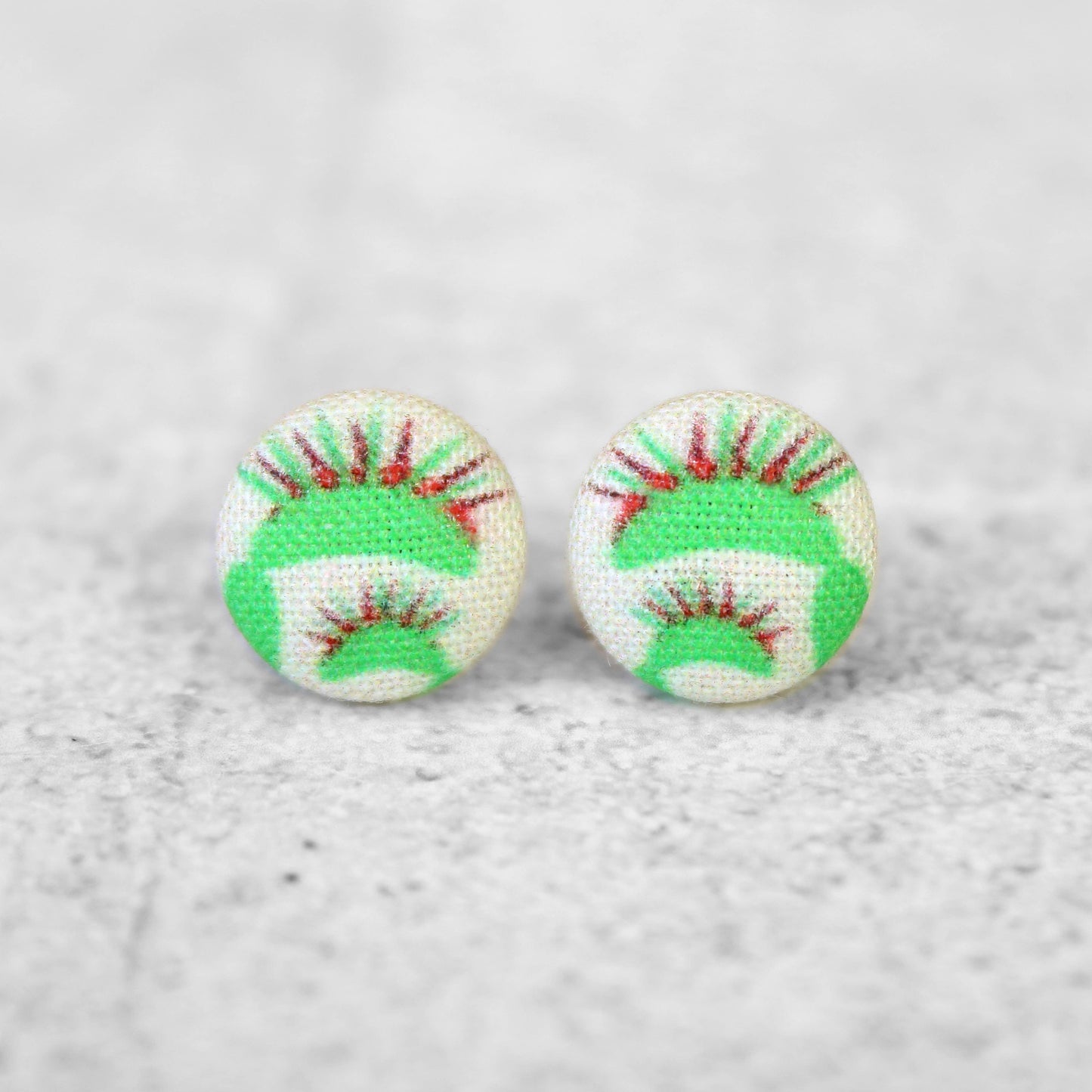 Venus Fly Trap Fabric Button Earrings