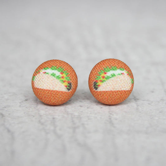 Taco Fabric Button Earrings