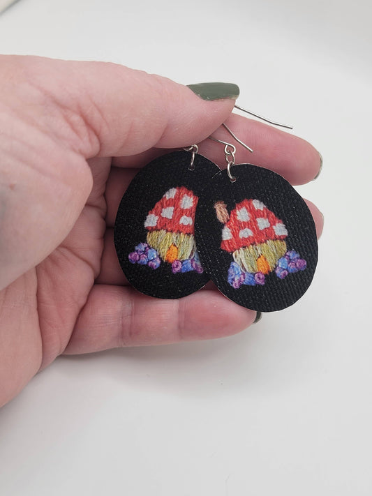 Whimsical Mushroom House Earrings