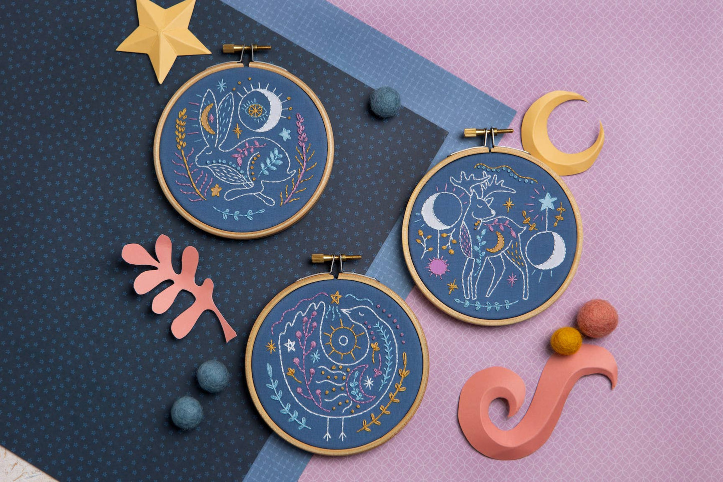 Celestial Deer Mini Embroidery Kit | Complete Craft Kit for Beginners